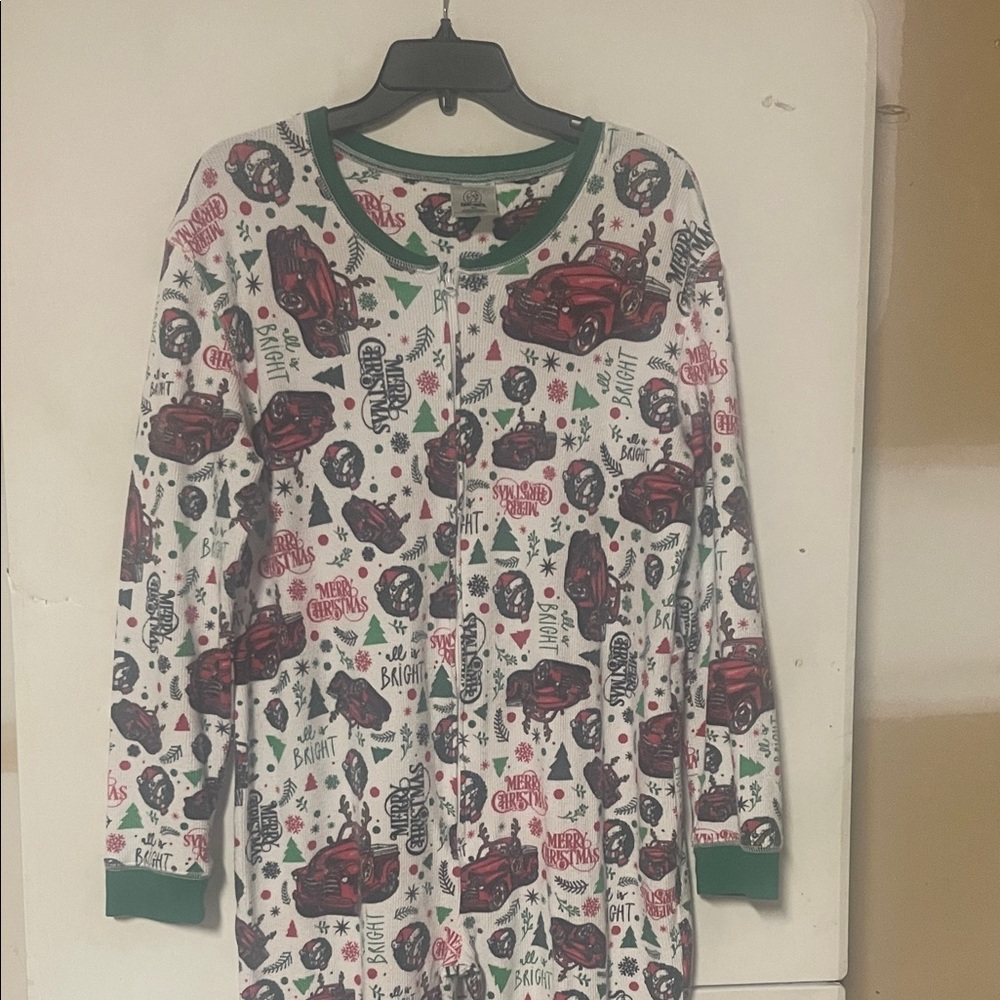 Festive Women's Pajama Onesie with Red and Green Accents
